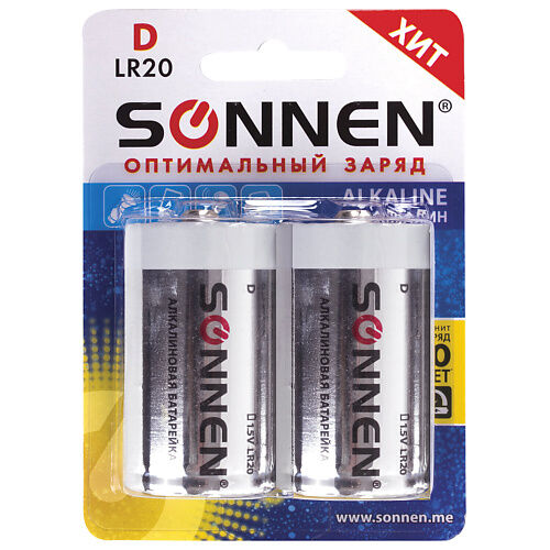 SONNEN Батарейки Alkaline, D (LR20, 13А) 2.0 MPL230074 фото 1