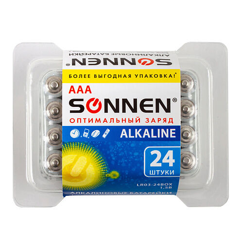 SONNEN Батарейки Alkaline, ААА (LR03, 24А) мизинчиковые 24.0 MPL230093 фото 1