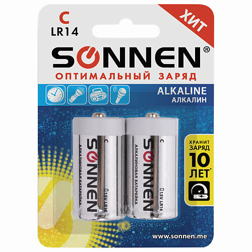 SONNEN Батарейки Alkaline, С (LR14, 14А) 2.0 MPL230073 фото 1