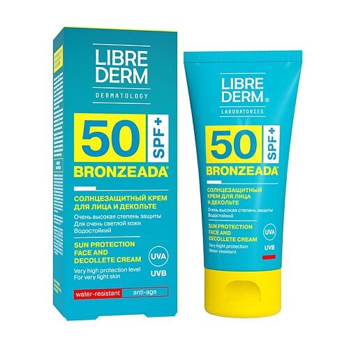 LIBREDERM Крем для лица и зоны декольте солнцезащитный Bronzeada SPF50 Sun