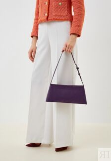 Женская сумка-багет из натуральной кожи фиолетовая A036 purple grain
