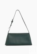 Женская сумка-багет из натуральной кожи темно-зеленая A036 emerald grain