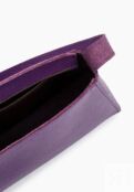 Женская сумка-багет из натуральной кожи фиолетовая A036 purple grain