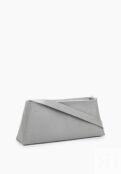 Женская кожаная сумка-багет серая A036 grey grain