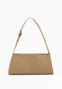 Женская кожаная сумка-багет бежевая A036 beige grain
