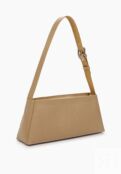 Женская кожаная сумка-багет бежевая A036 beige grain