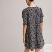 Платье Короткое с V-образным вырезом короткие рукава цветочный принт 40 раз