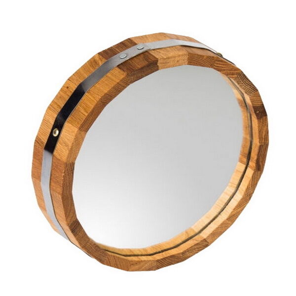 Зеркало для бани и сауны WoodSon круглое из дуба, диаметр 30 см