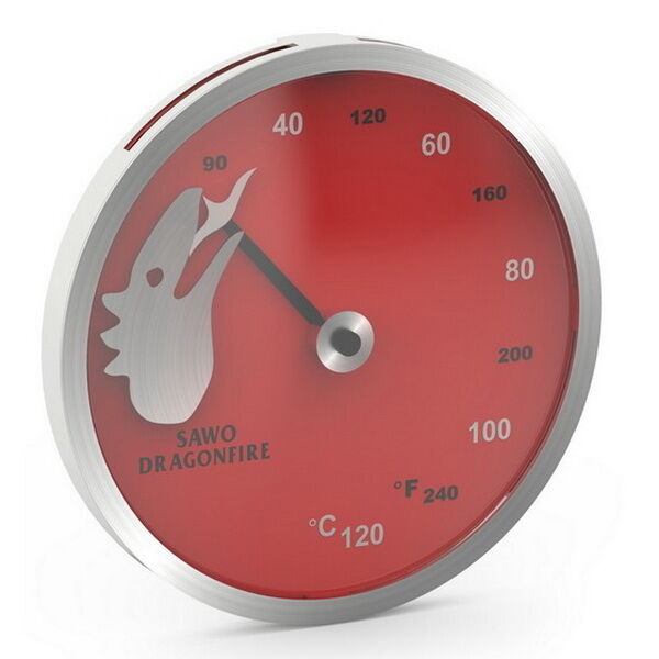Термометр из стали для сауны Sawo Dragonfire FireMeter 232-TM2-DRF красный