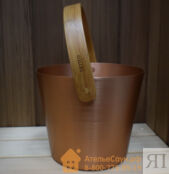 Ведро для бани Tammer-Tukku Rento алюминиевое с бамбуковой ручкой (медь)