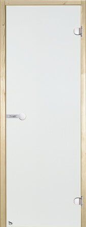 Дверь для сауны Harvia 8х19 (стеклянная, прозрачная, коробка сосна), D81904