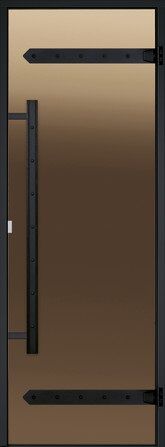 Дверь для сауны стеклянная Harvia LEGEND 7х19 бронза, черная коробка сосна