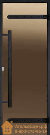 Дверь для сауны Harvia LEGEND 9х21 стеклянная, бронза, черная коробка сосна