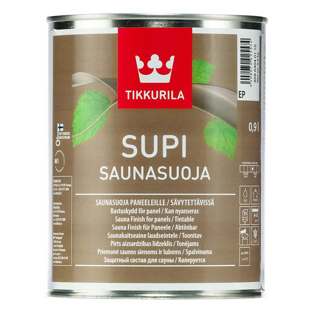 Защитный состав для бани и сауны Supi Saunasuoja EP (для стен сауны, 0.9 л)
