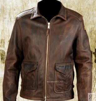 Кожаная куртка мужская коричневая Indiana Jones c эффектом состаренности