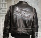 Кожаная куртка мужская Pretender Top Gun Vintage 2 с изображением на спине