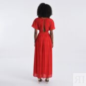 Платье Длинное струящееся вырез спереди M красный