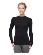 Термобелье футболка женская с длинным рукавом и круглым воротом, черная, се