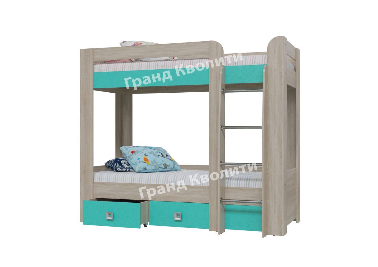 Кровать детская двухъярусная с двумя ящиками Сити