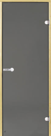 Дверь для сауны Harvia 8х21 (стеклянная, серая, коробка сосна), D82102M