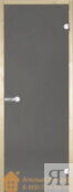 Дверь для сауны Harvia 8х19 (стеклянная, серая, коробка сосна), D81902M
