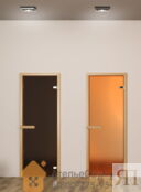 Дверь для сауны АКМА Aspen M 7х19 (матовая бронза, 8 мм, коробка осина)