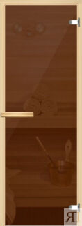 Дверь для сауны и бани АКМА Aspen M 7х20 (бронза, 8 мм, коробка осина)