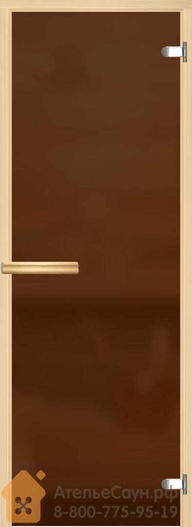 Дверь в сауну и баню АКМА Aspen M 7х18 (матовая бронза 8 мм коробка осина)