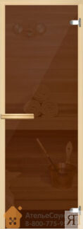 Дверь для сауны и бани АКМА Aspen M 7х18 (бронза, 8 мм, коробка осина)