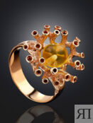 Изысканное и необычное кольцо «Барбадос» с янтарём лимонного цвета