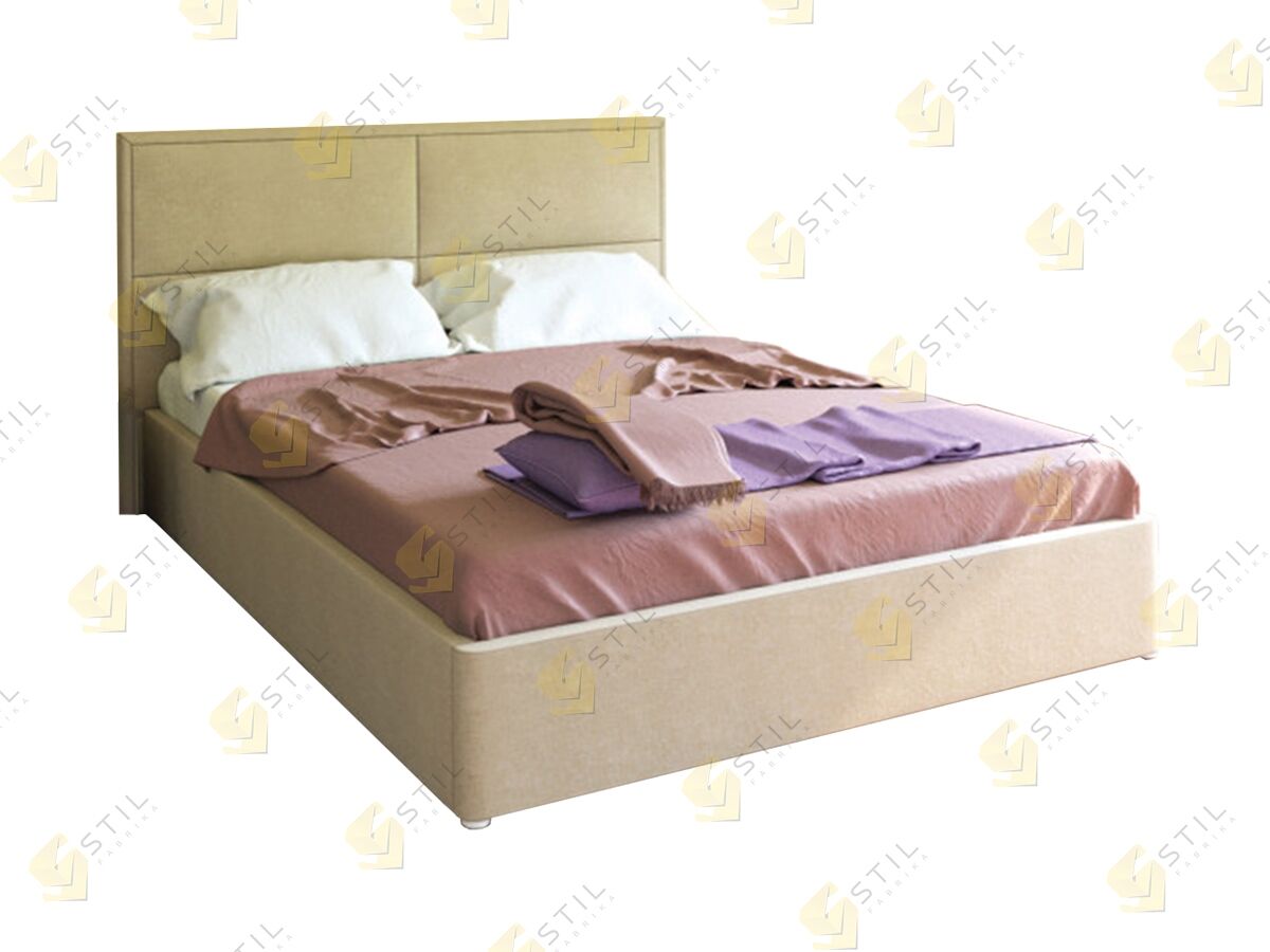 Кровать двуспальная с обивкой из экокожи фабрики Стиль Гигия