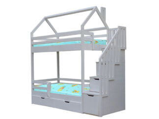 Кровать для двоих детей фабрики Стиль Домик с лестницей