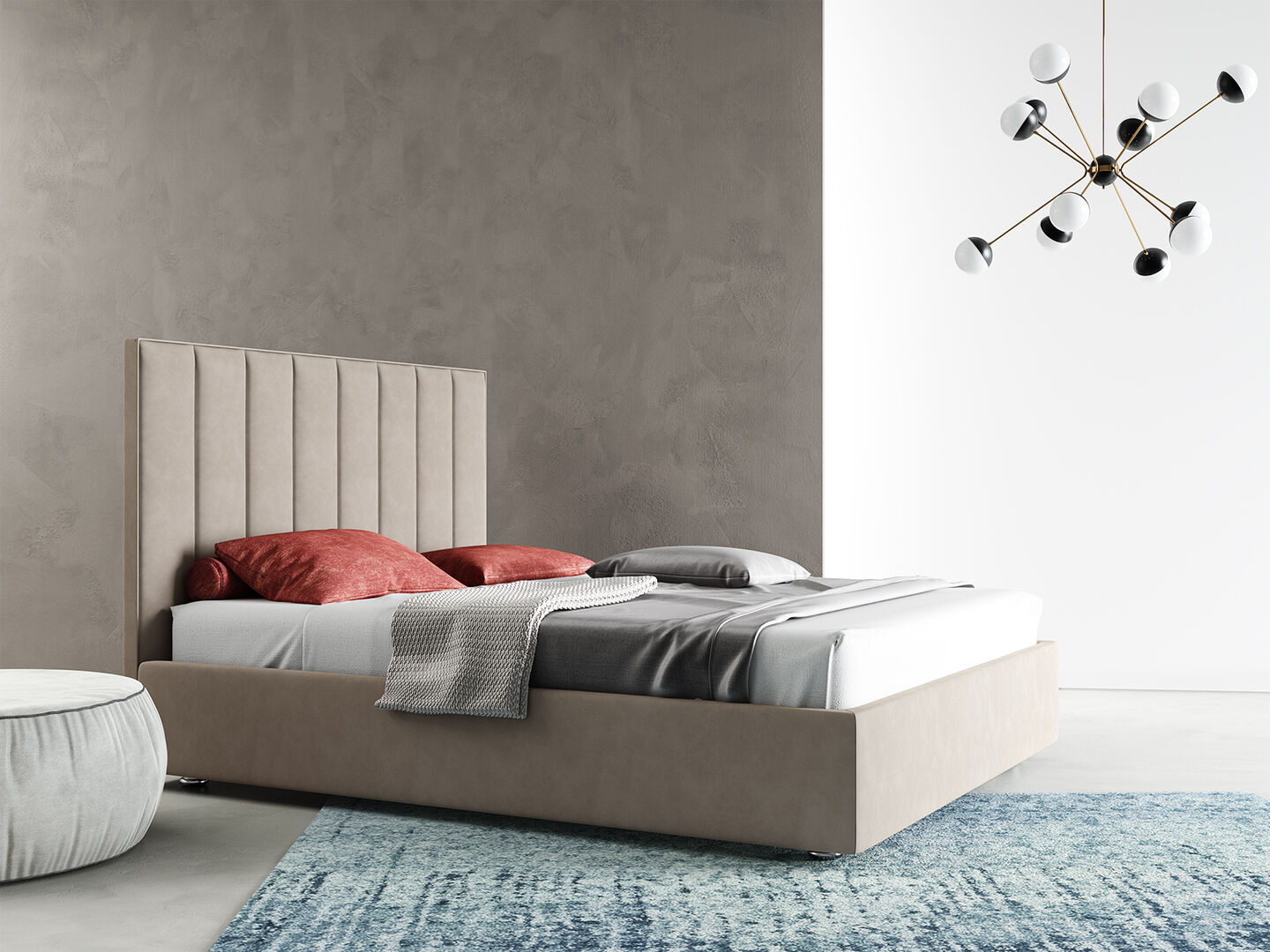 Кровать двуспальная с тканевой обивкой фабрики Стиль Эстепона 160