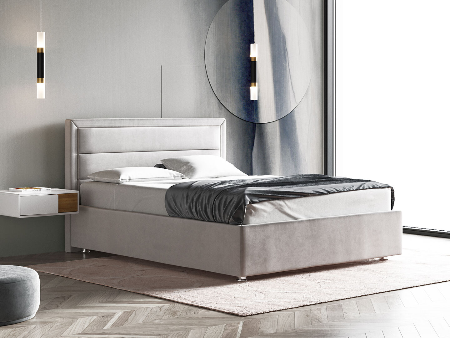 Кровать двуспальная с мягкой обивкой фабрики Стиль Аузония 180