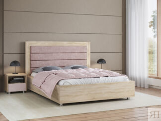 Кровать двуспальная с мягким изголовьем фабрики Стиль Шери 140