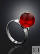 Кольцо с янтарем красного цвета «Юпитер»