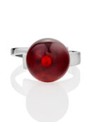 Кольцо с янтарем красного цвета «Юпитер»