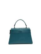 Женская кожаная сумка трапеция сине-зеленая A023 teal mini grain