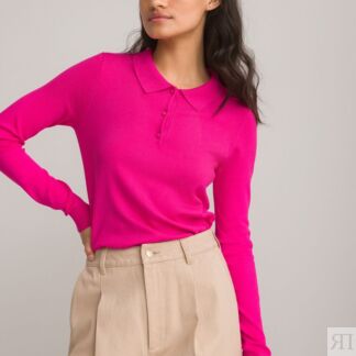 Базовый Пуловер с воротником поло XXL розовый