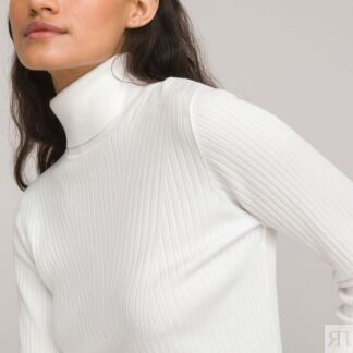 Пуловер Базовый с высоким воротником рифленый трикотаж XXL белый