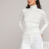 Пуловер Базовый с высоким воротником рифленый трикотаж XS белый