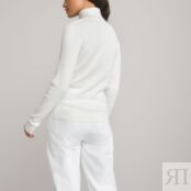 Пуловер Базовый с высоким воротником рифленый трикотаж XS белый