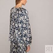 Блузка Широкая с воротником-стойкой цветочный принт 34 (FR) - 40 (RUS) сини