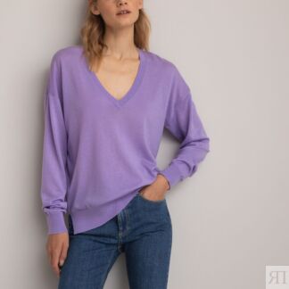 Пуловер С V-образным вырезом из тонкого трикотажа S фиолетовый
