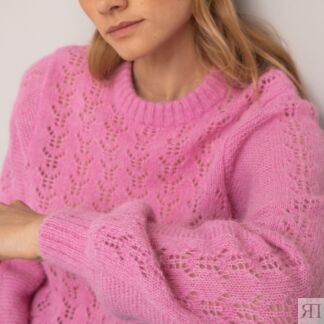Пуловер С круглым вырезом из трикотажа пуантель смешанная альпака M розовый