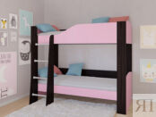 Детская двухъярусная кровать АСТРА 2 Венге/Розовый без ящика