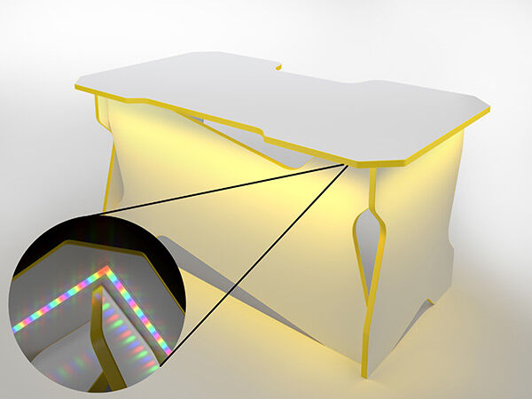 Игровой компьютерный стол RVG с подсветкой Белый/Желтый 160