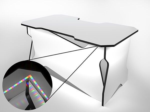 Игровой компьютерный стол RVG с подсветкой Белый/Черный 140