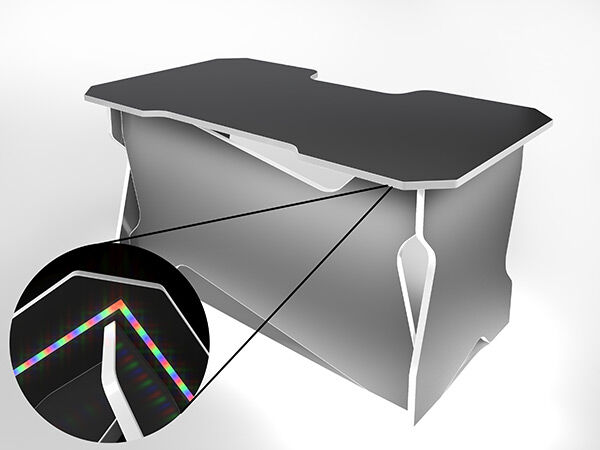 Игровой компьютерный стол RVG с подсветкой Черный/Белый 120