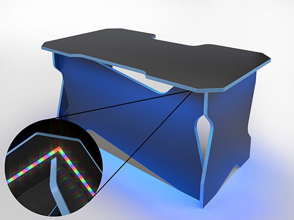 Игровой компьютерный стол RVG с подсветкой Черный/Голубой 160